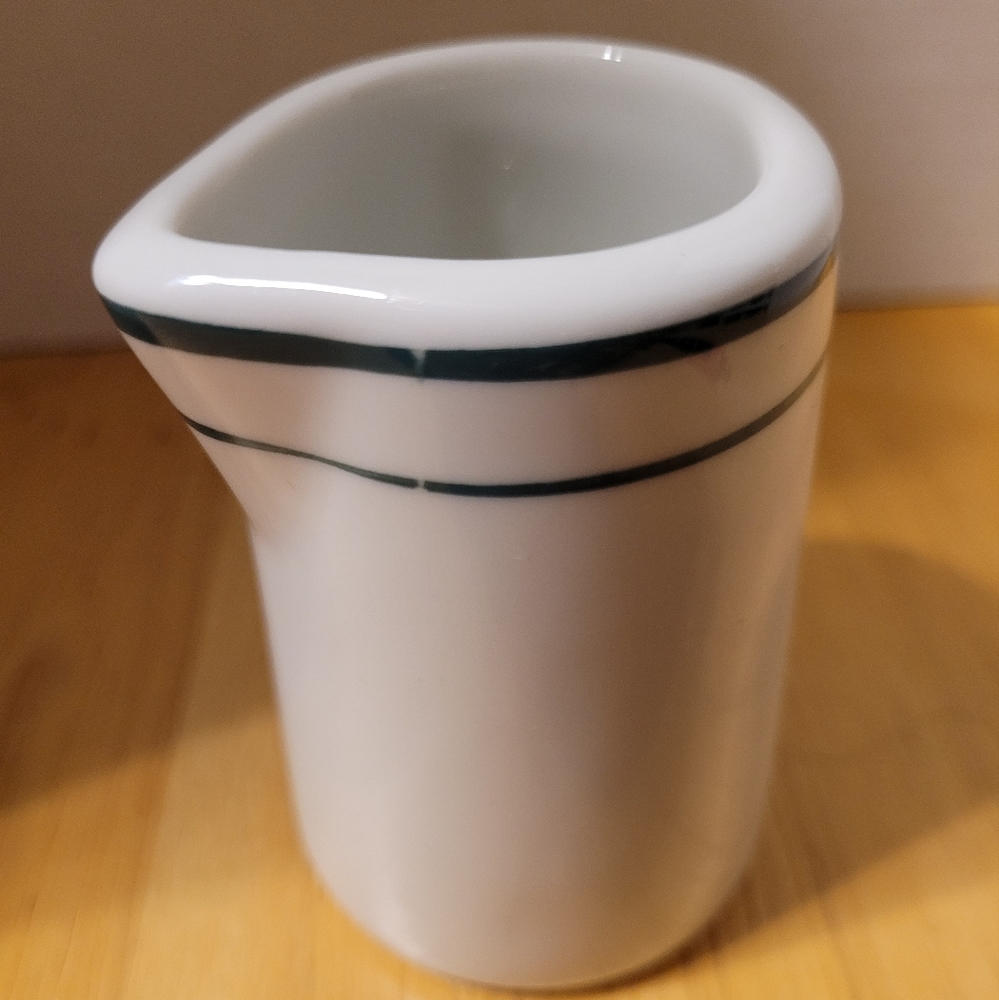 Restuarant Ware Creamer with Two Band Green Stripes